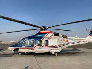 An Abu Dhabi Aviation Leonardo AW139 helicopter