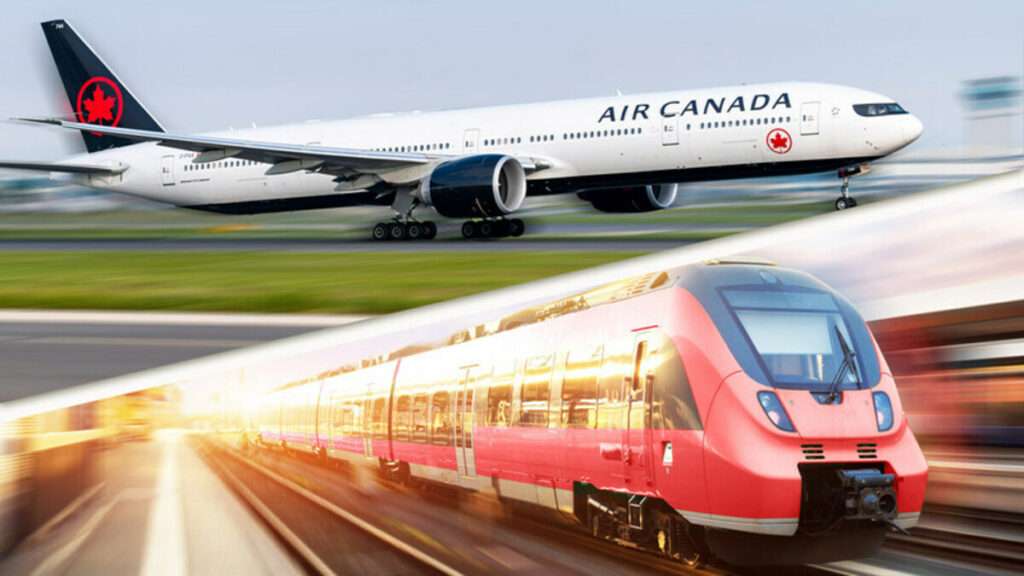 Air Canada graphic of aircraft and high speed train.