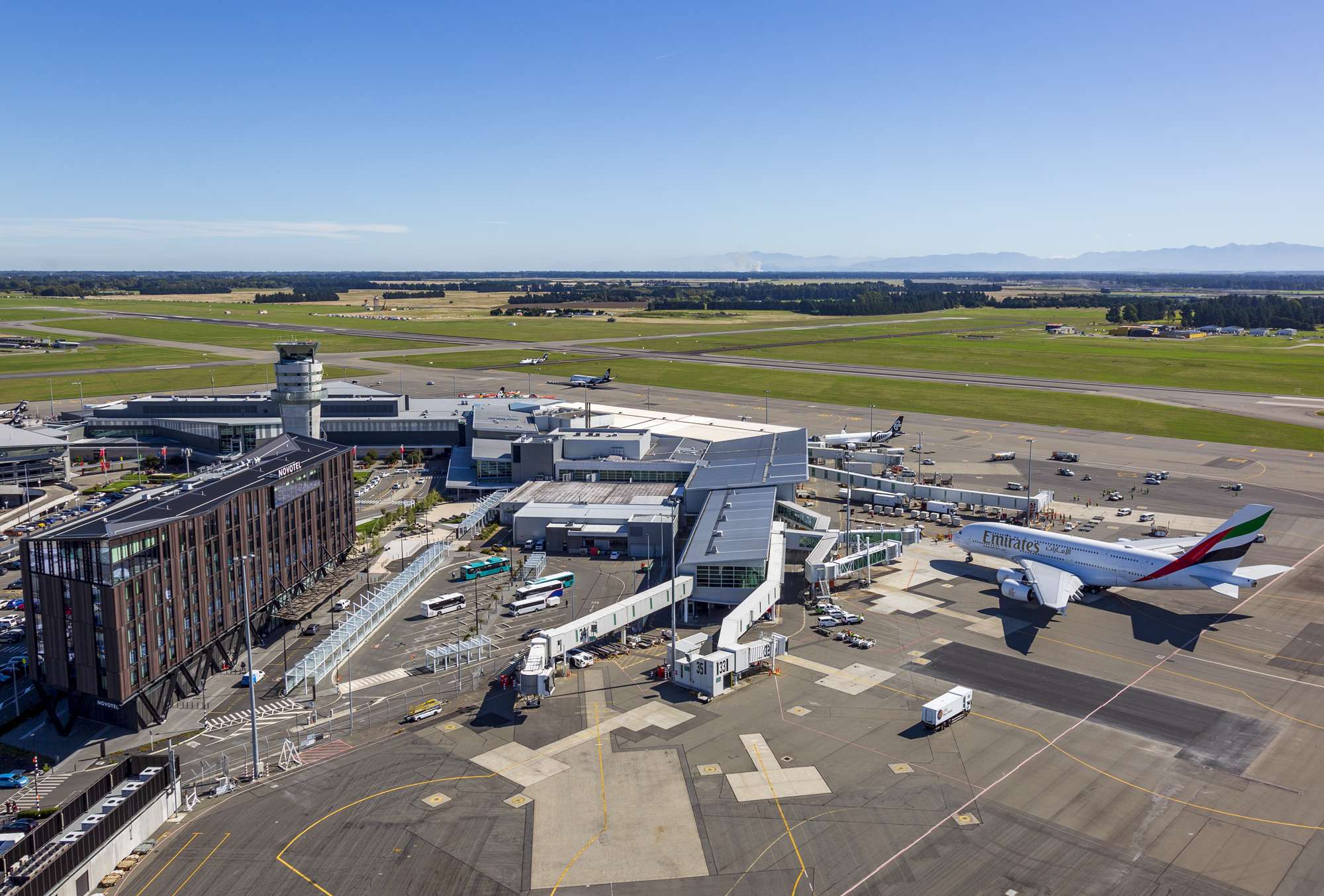 Aerial view of Christchurch Airport.