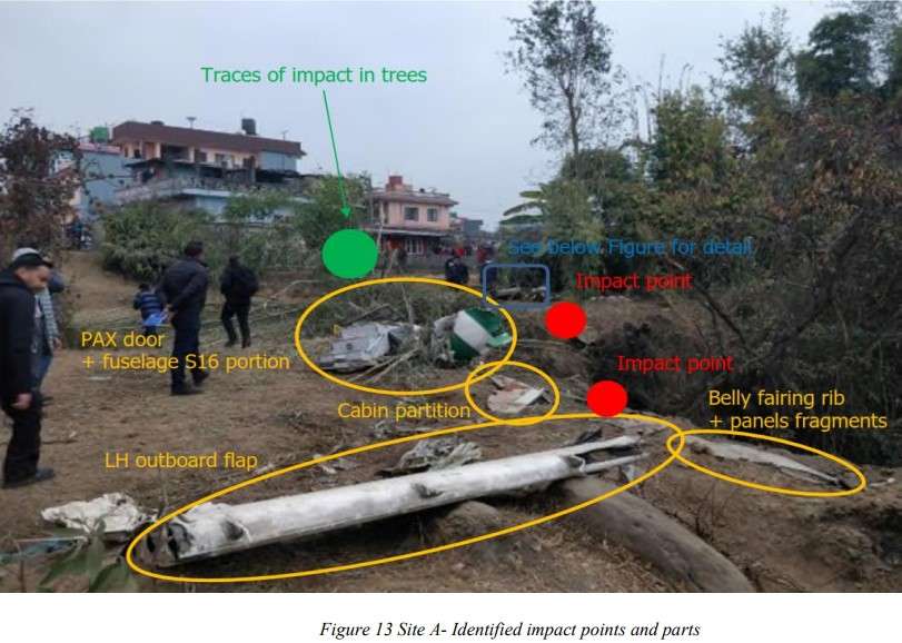Wreckage of Yeti Airlines ATR72 at Pokhara