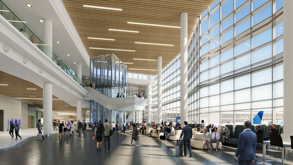 Image of new United Airlines Terminal B complex in Houston.