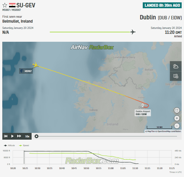 EgyptAir 787 Cairo-New York: Cracked Windscreen in Dublin