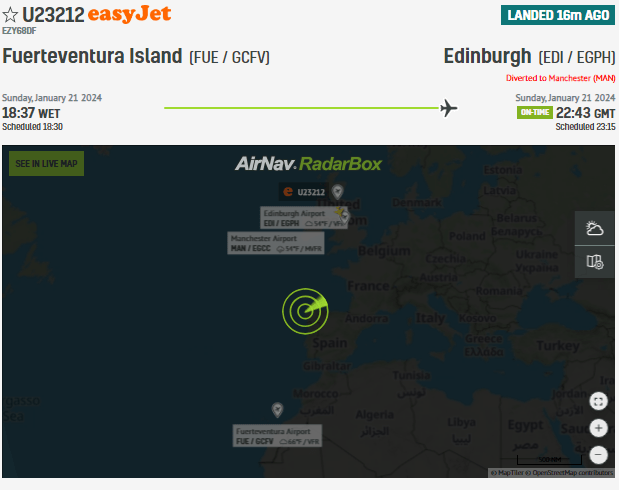 easyJet Flight Fuerteventura-Edinburgh Declares Emergency