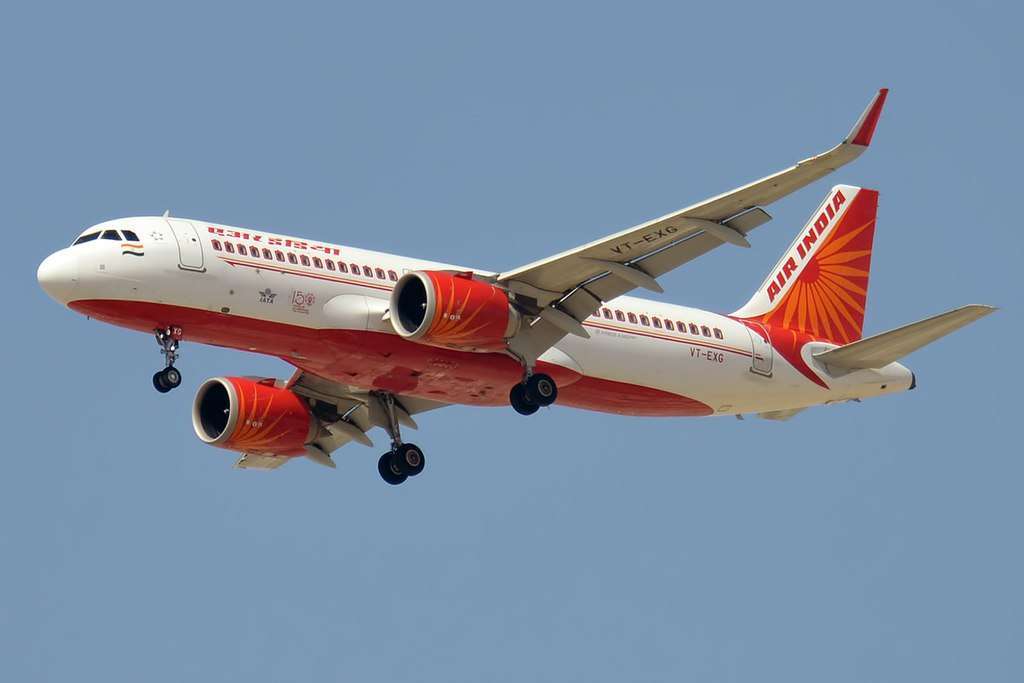 An Air India Airbus A320neo approaches to land.