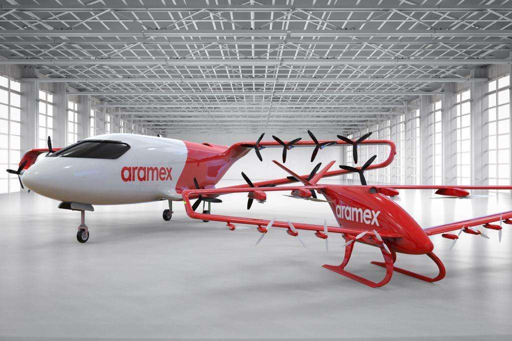 Two Odys Aviation VTOL cargo aircraft in the hangar.