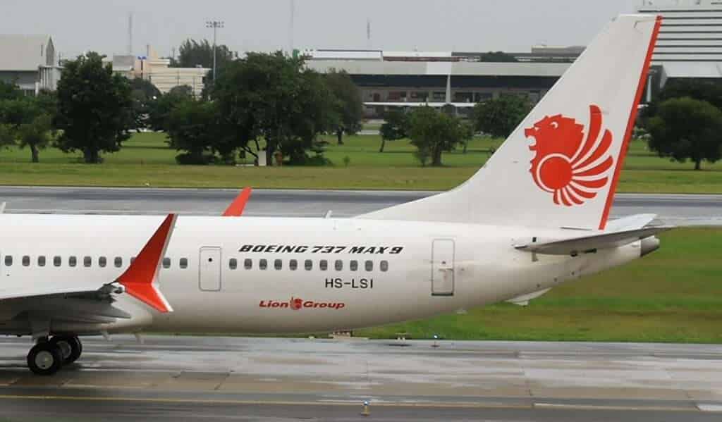Close-up of Lion Air Boeing 737 MAX 9 aircraft