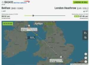 British Airways flight Belfast-London declares emergency