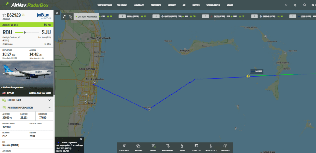 JetBlue A320 Raleigh-San Juan: Emergency at Fort Lauderdale