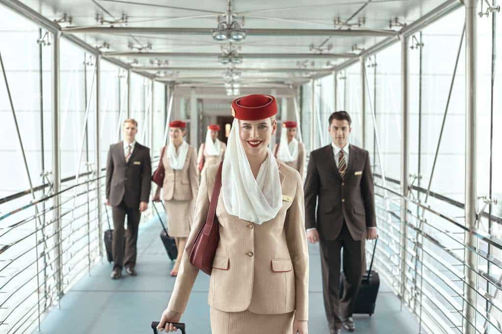 Emirates cabin crew members.
