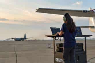 A Reliable Robotics remote pilot monitors an autonomous flight aircraft.