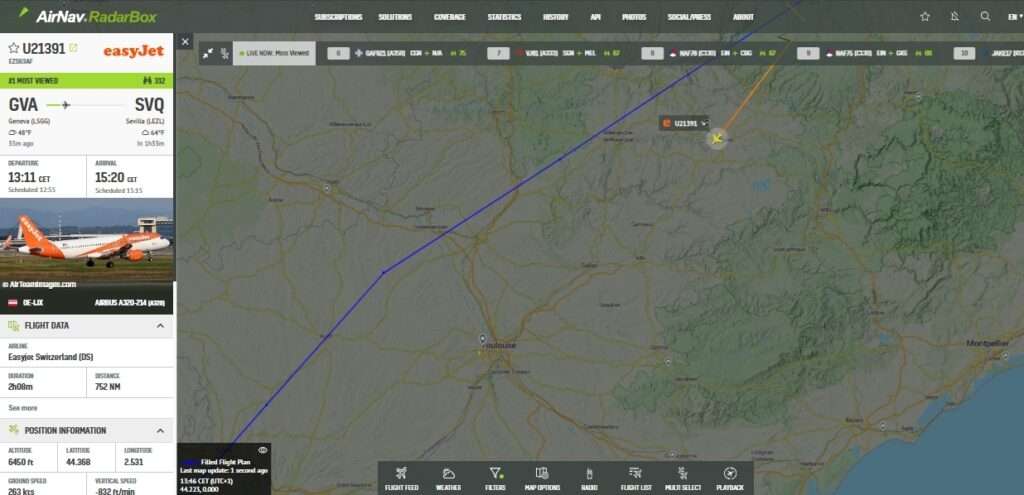 easyJet Flight Geneva-Seville Declares Emergency