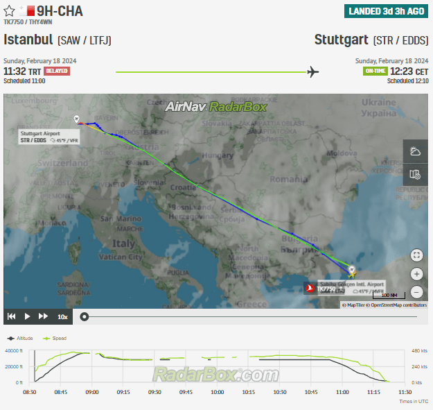 Cracked Windscreen on Turkish Airlines Flight Istanbul-Stuttgart