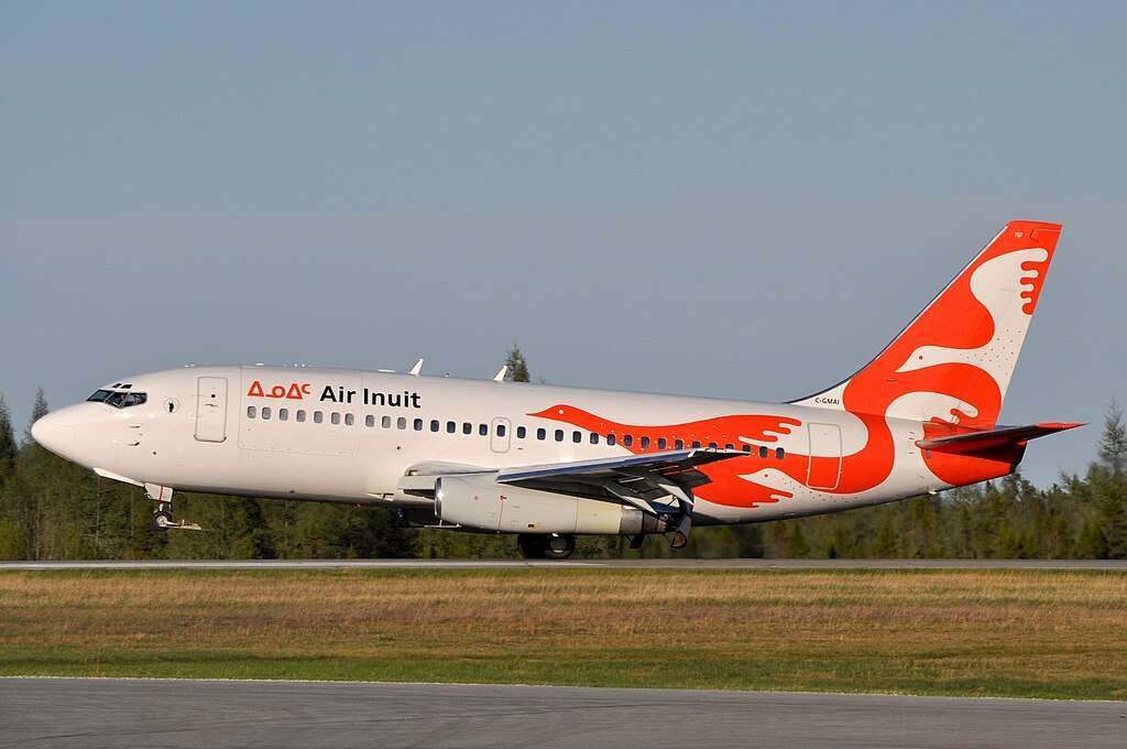 An Air Inuit Boeing 737 on the runway.