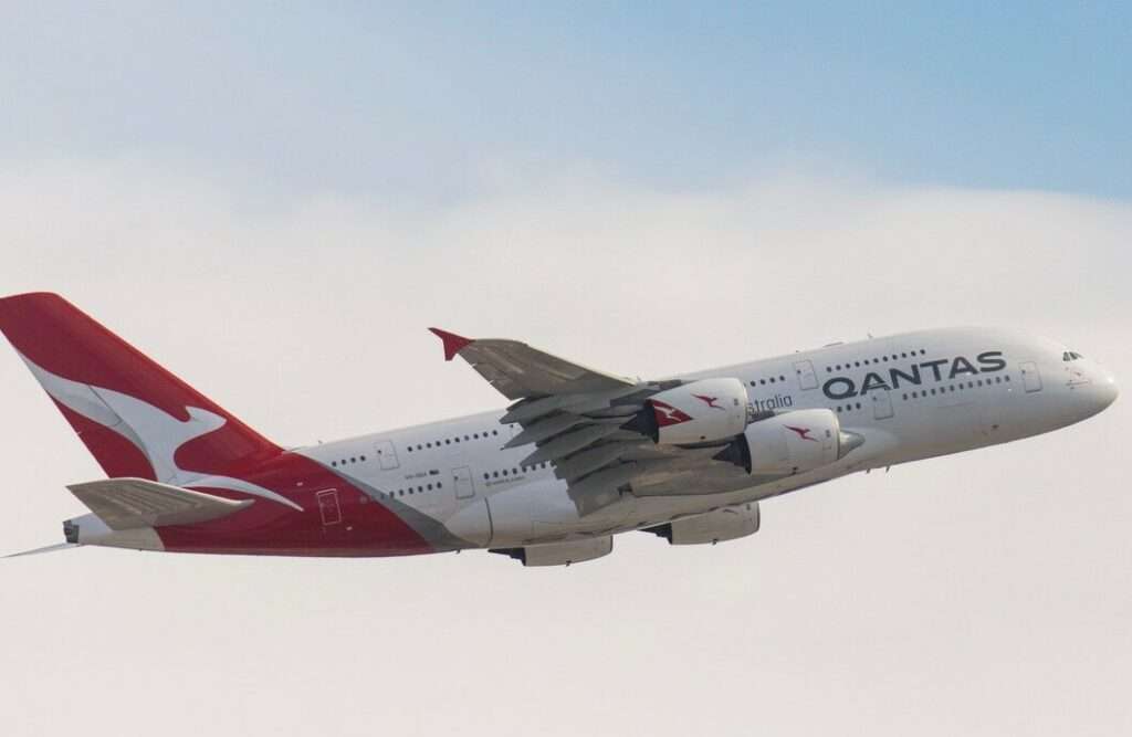 A Qantas A380 in flight.