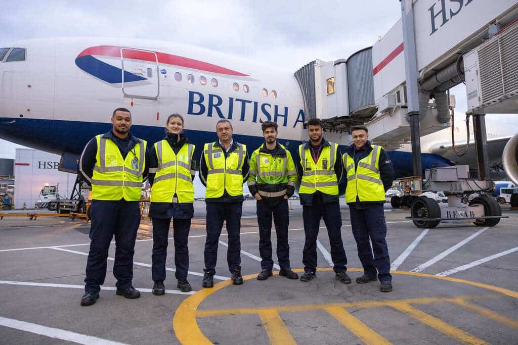 A group of British Airways engineering apprentices.