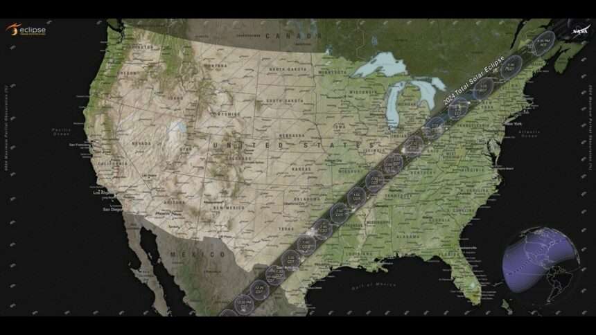 A NASA map of The Great North American Eclipse