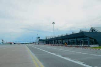View across Langkawi International Airport tarmac.