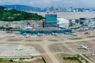 Aerial view of Macau International Airport