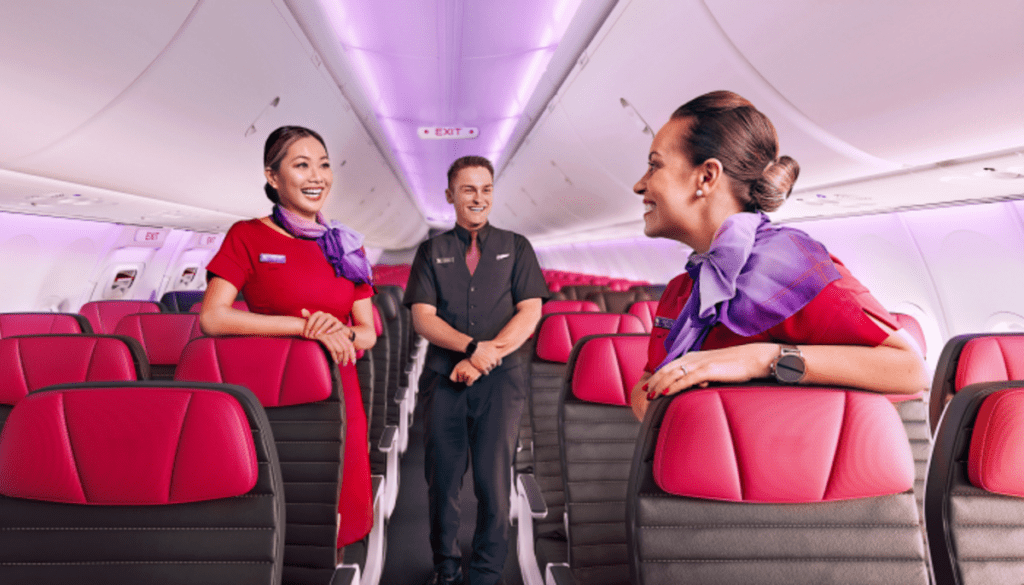 Virgin Australia cabin crew in aircraft.