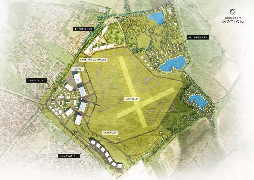 Aerial layout of new vertiport facility in Bicester, Oxfordshire.