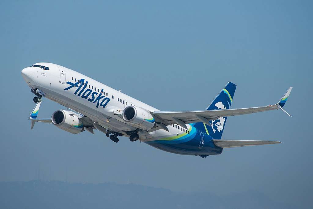 And Alaska Airlines 737 departs from Los Angeles LAX.