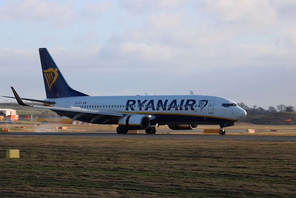 A Ryanair flight touched down in Edinburgh