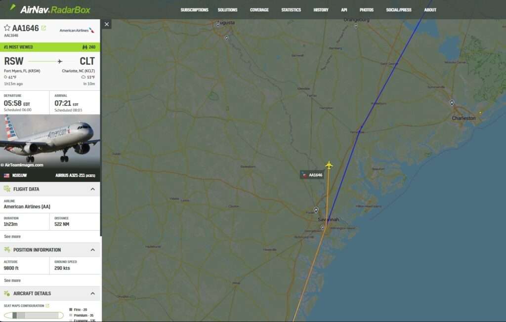 American Airlines Flight Fort Myers-Charlotte Declares Emergency