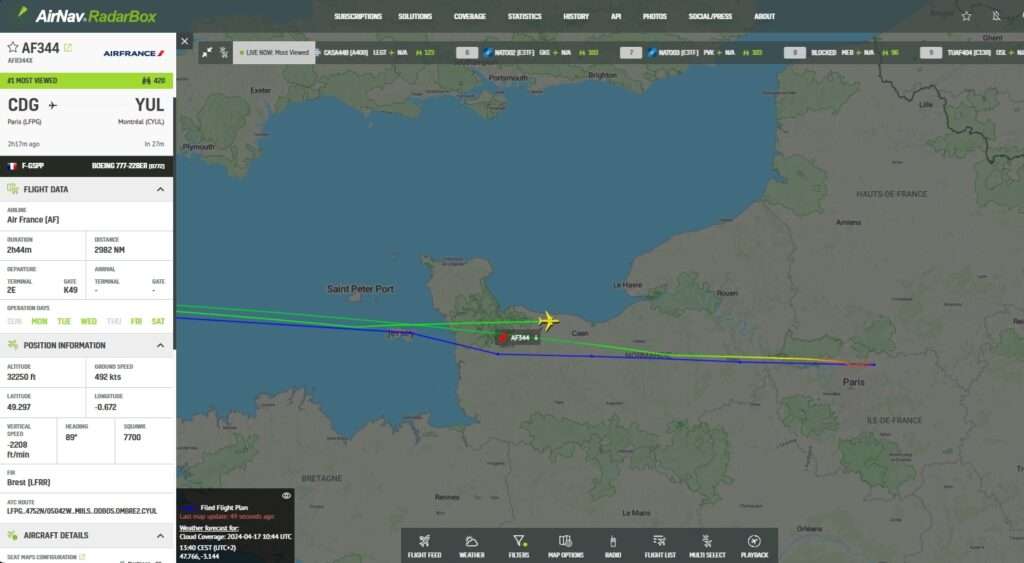 Air France 777 Paris-Montreal Declares Emergency