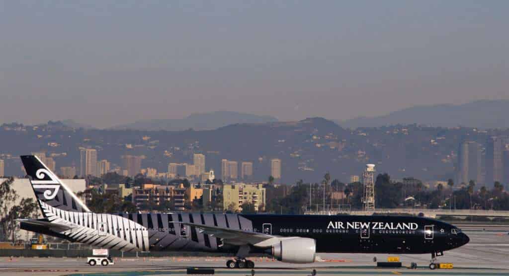 An Air New Zealand aircraft taxis at Los Angeles LAX