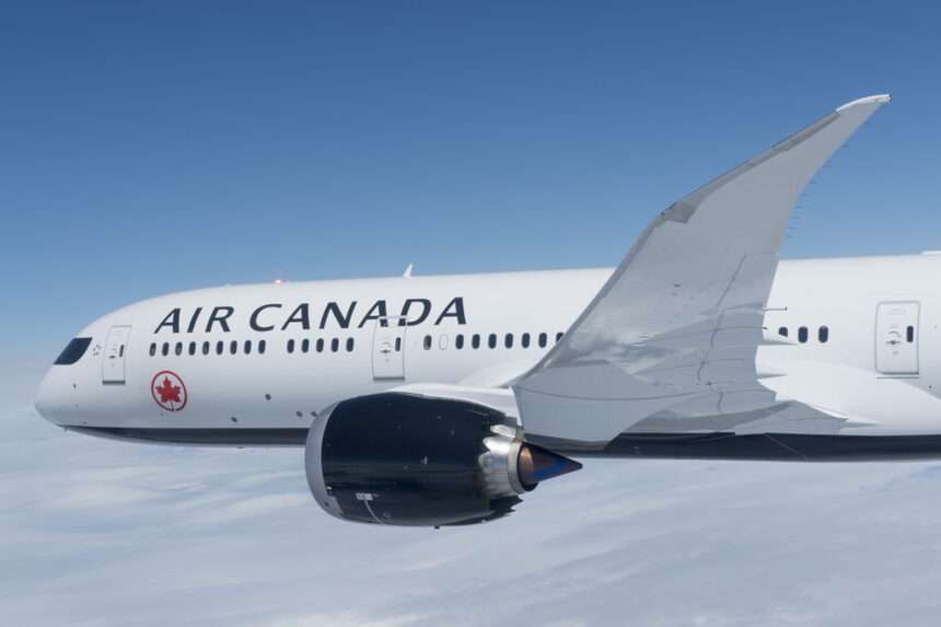 An Air Canada 787-9 in flight