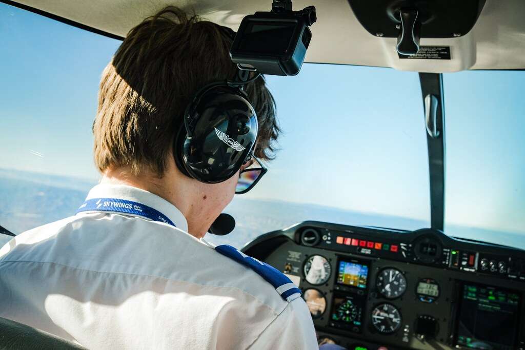 A Brussels Airlines cadet pilot in a Skywings aircraft