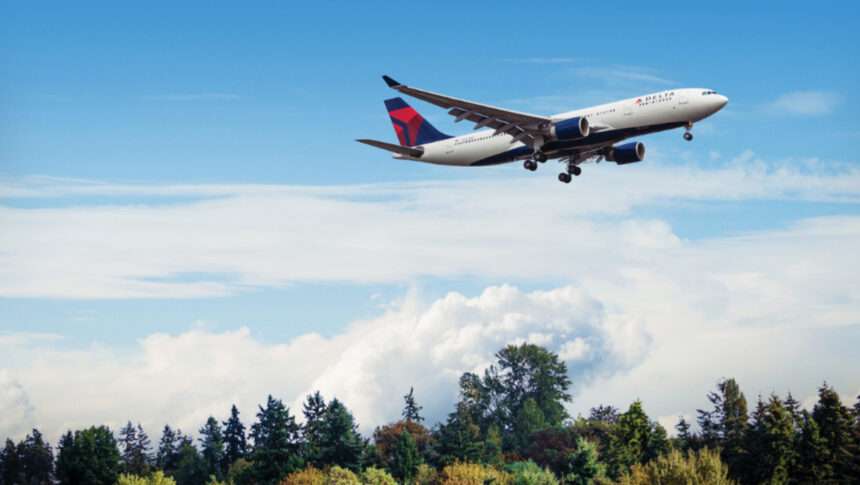 A Delta Air Lines Airbus A330-200 in flight.