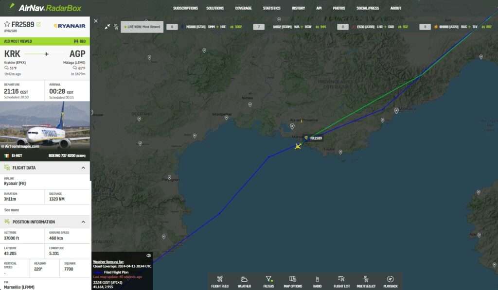 Ryanair Flight Krakow-Malaga Declares Emergency