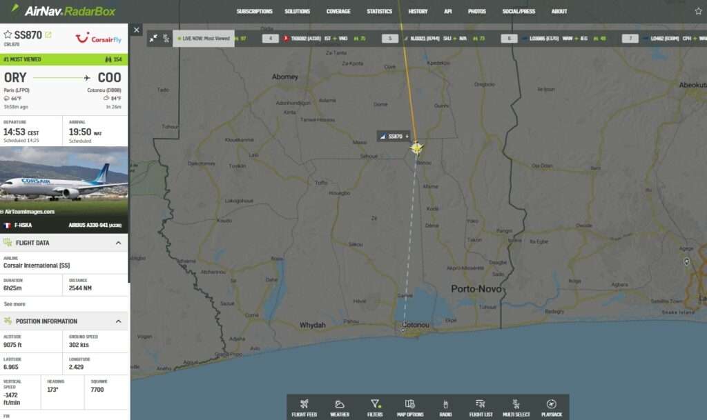 Corsair A330neo Paris-Cotonou Declares Emergency
