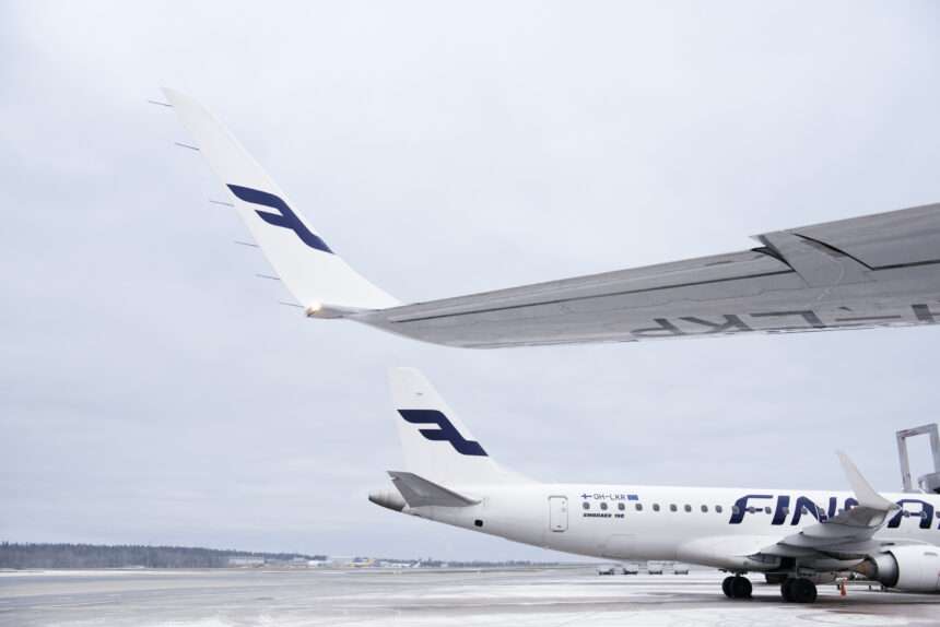 Finnair aircraft parked on the tarmac.