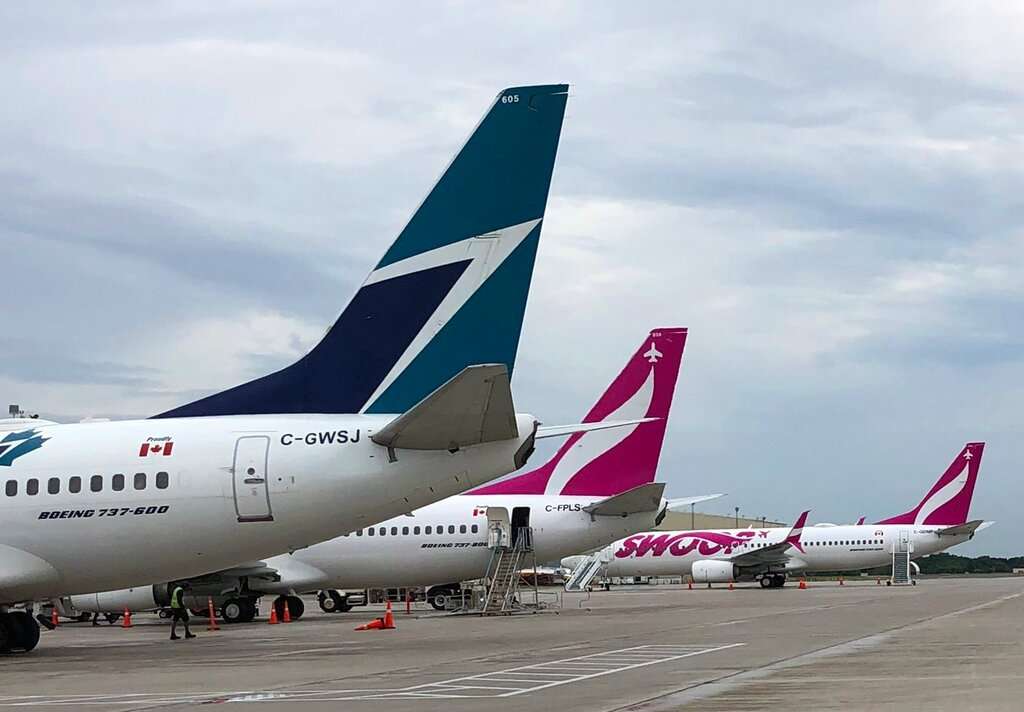 A lineup of aircraft at Hamilton International Airport