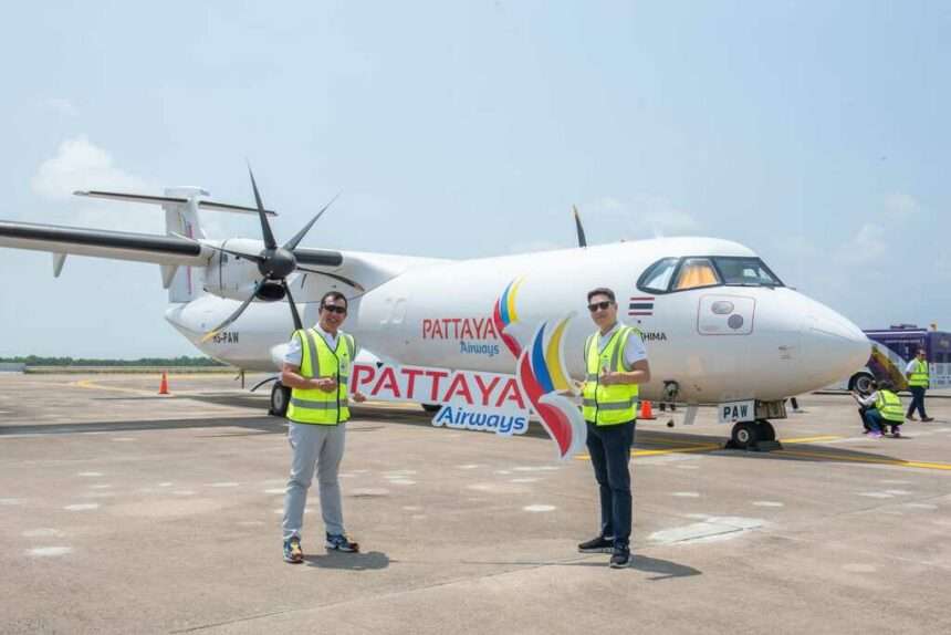 A Pattaya Airways ATR freighter on the tarmac.