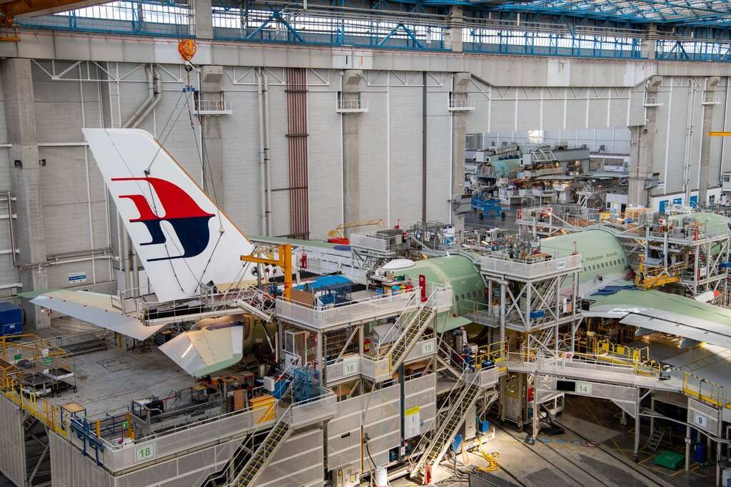 A Malaysia Airlines A330neo aircraft in production at Airbus Toulouse.
