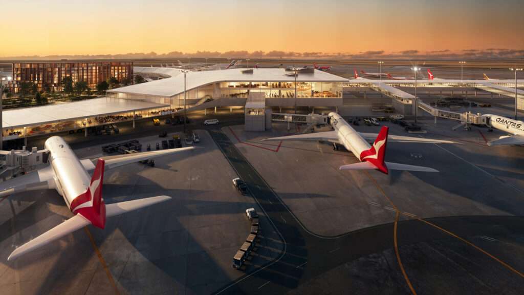 Render of new Qantas terminal at Perth Airport