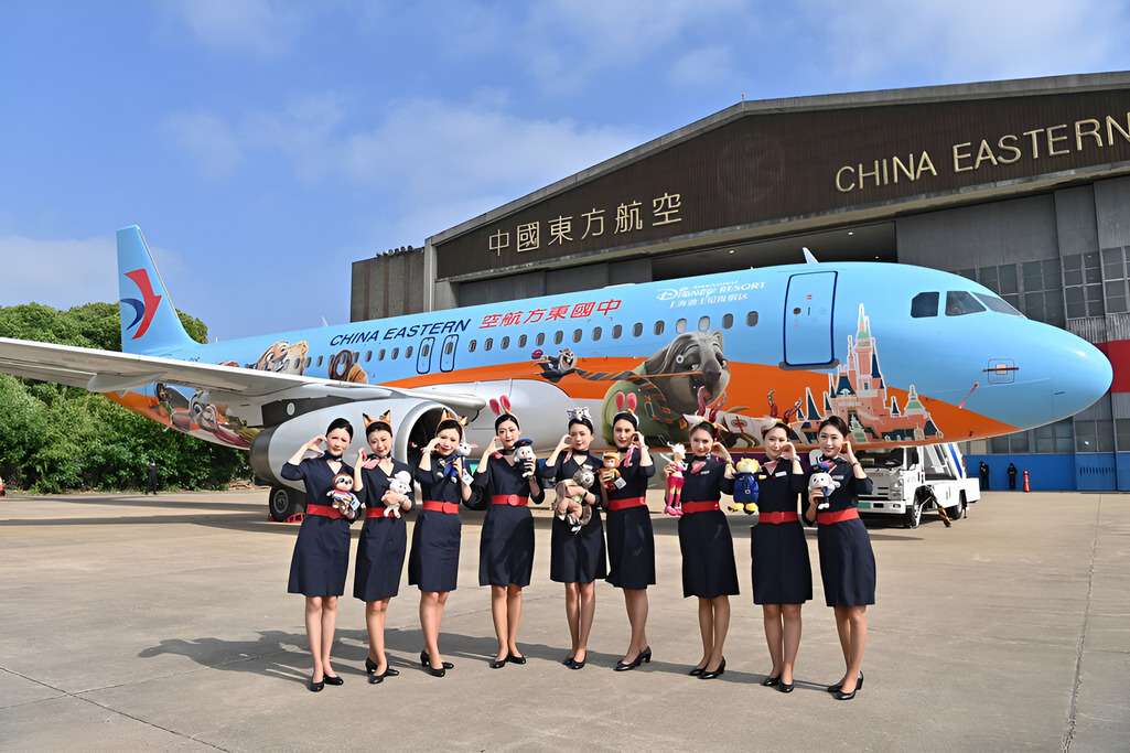 A China Eastern Airlines jet in custom Disney Zootopia Express livery