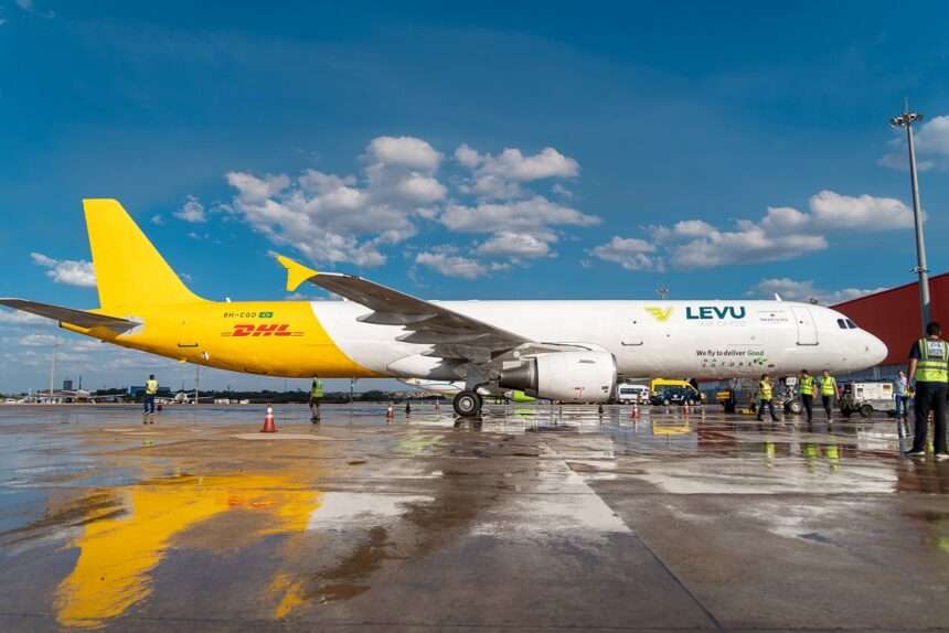 A Levu Air Cargo A321F freighter parked on the tarmac.