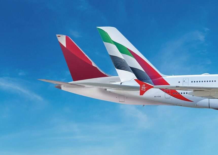 Render of Emirates and Avianca Airlines tailplanes