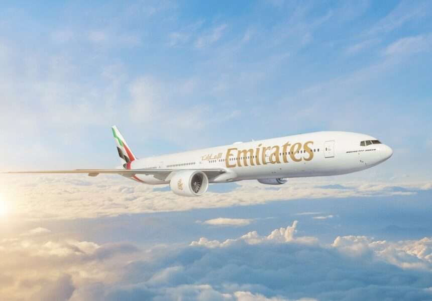 An Emirates Boeing 777 in flight