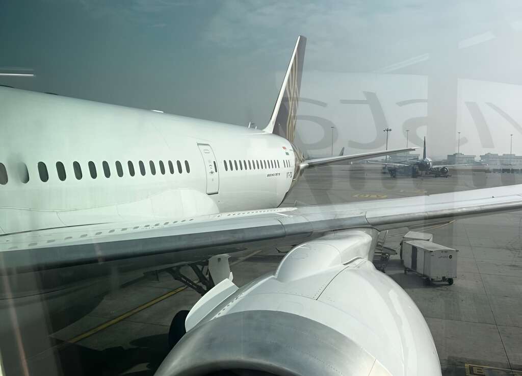 View of a Vistara 787 from terminal window