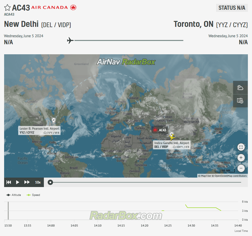 Reports have emerged today that an Air Canada Boeing 777 operating a flight between Delhi and Toronto suffered a bomb threat before departure.