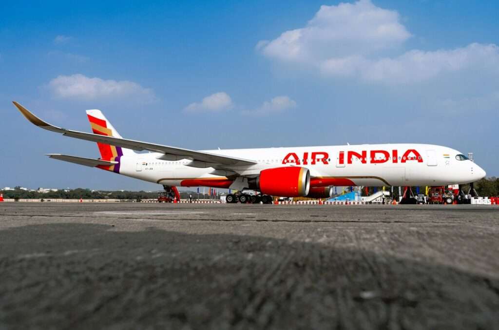 An Air India Airbus A350-900 aircraft on the tarmac.