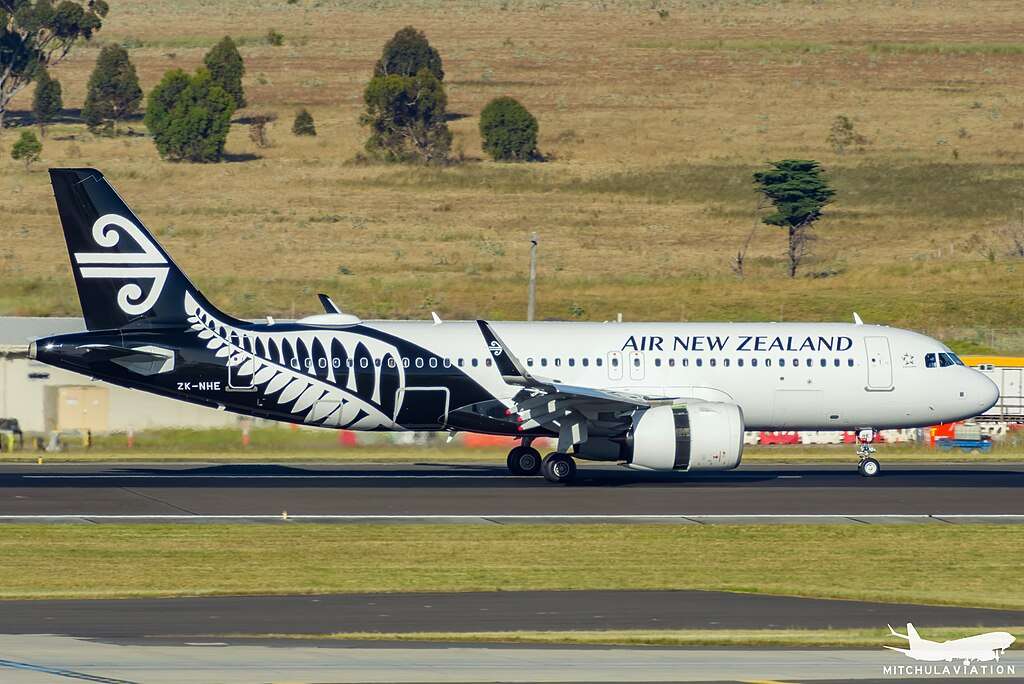 An Air New Zealand Airbus lands in Melbourne.