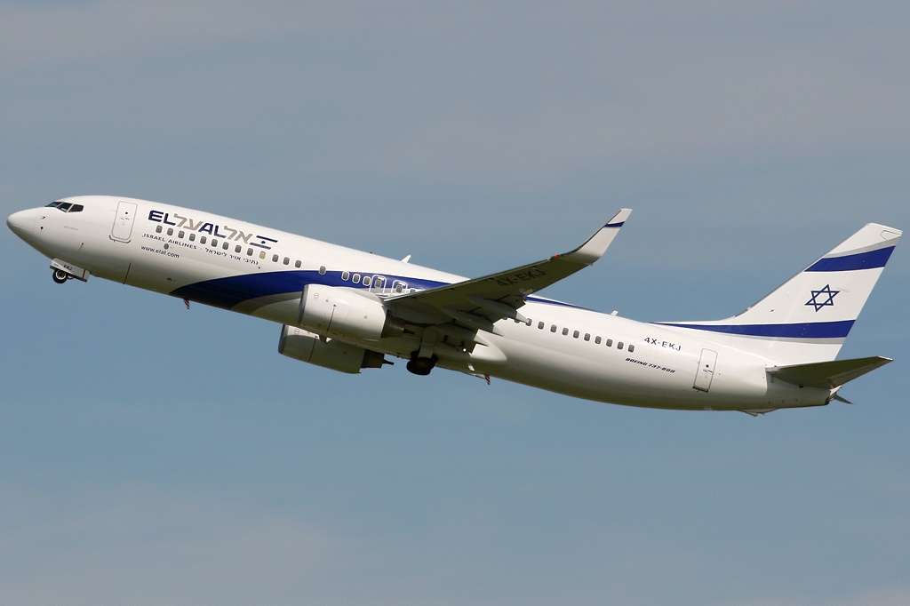 An EL AL Israel Airlines Boeing 737-800 on climb.