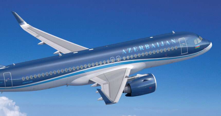 Render of an Azerbaijan Airlines A320neo in flight