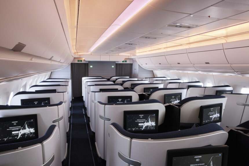 Interior view of Finnair Business Class cabin